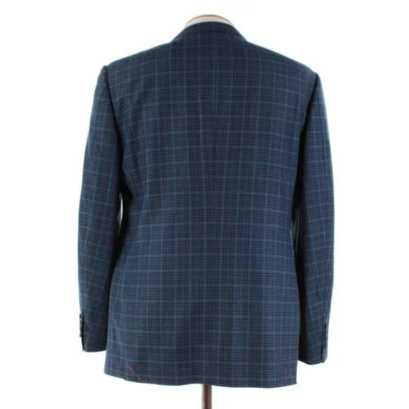 Cardinal of Canada NWT 100% Wool Sport Coat Size 42R US In Blues w/ Teal Plaid